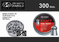 JSB Exact King Heavy Diabolo 6,35mm/ Kal.25 / 300Stk / 2.20g /33.95gr Huben GK1